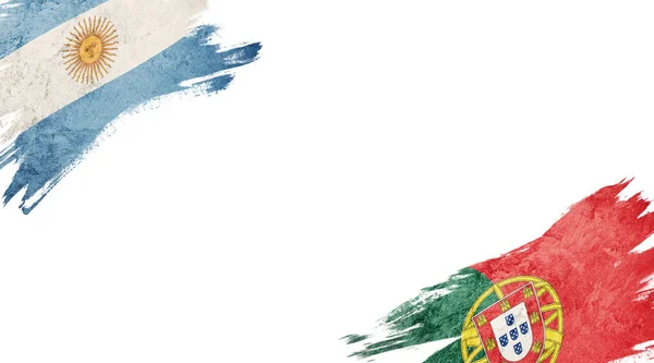 Flags of Argentina and Portugal on White Background — ストック写真